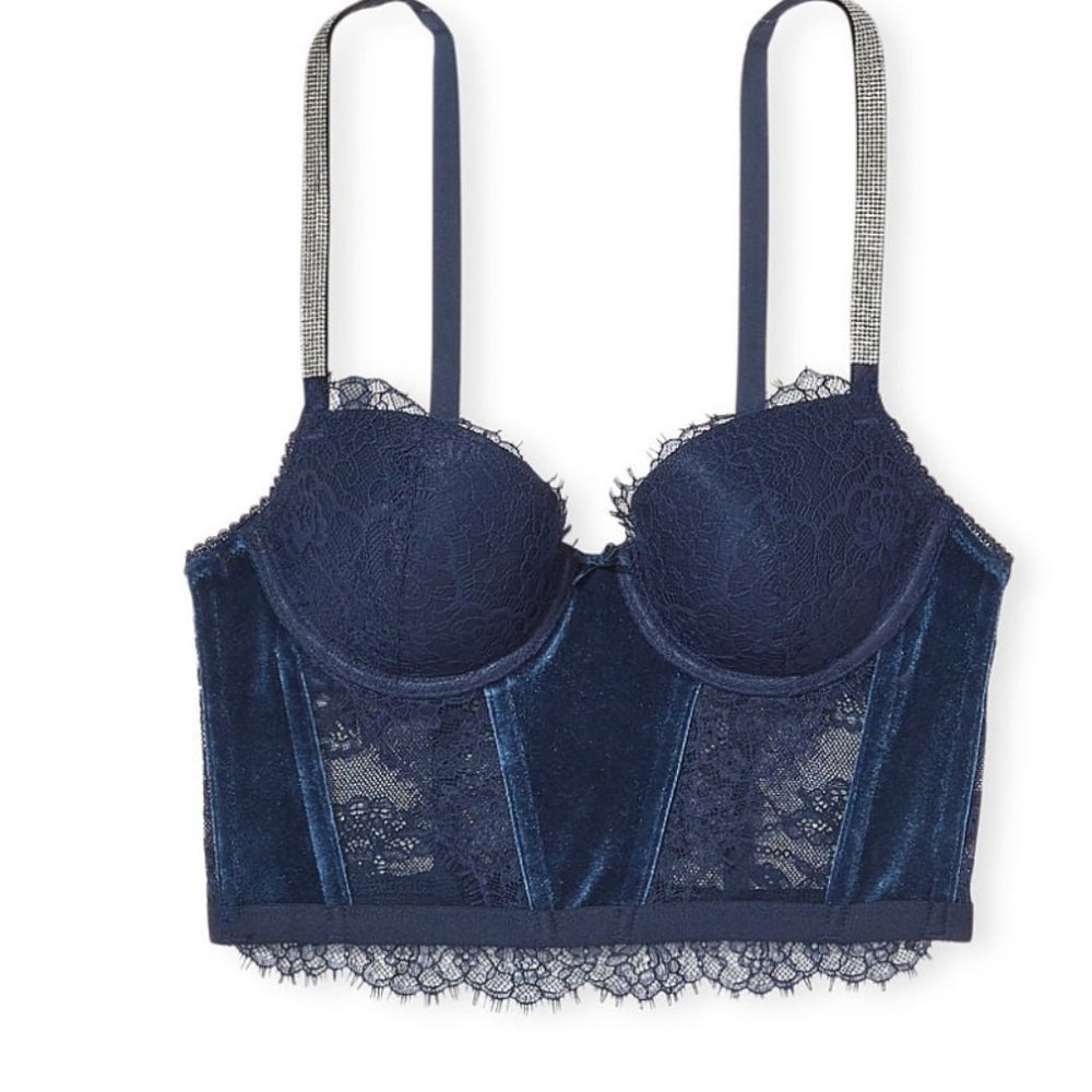 VS‎ DREAM ANGELS Lace & Velvet Shine Strap Corset Top 32B